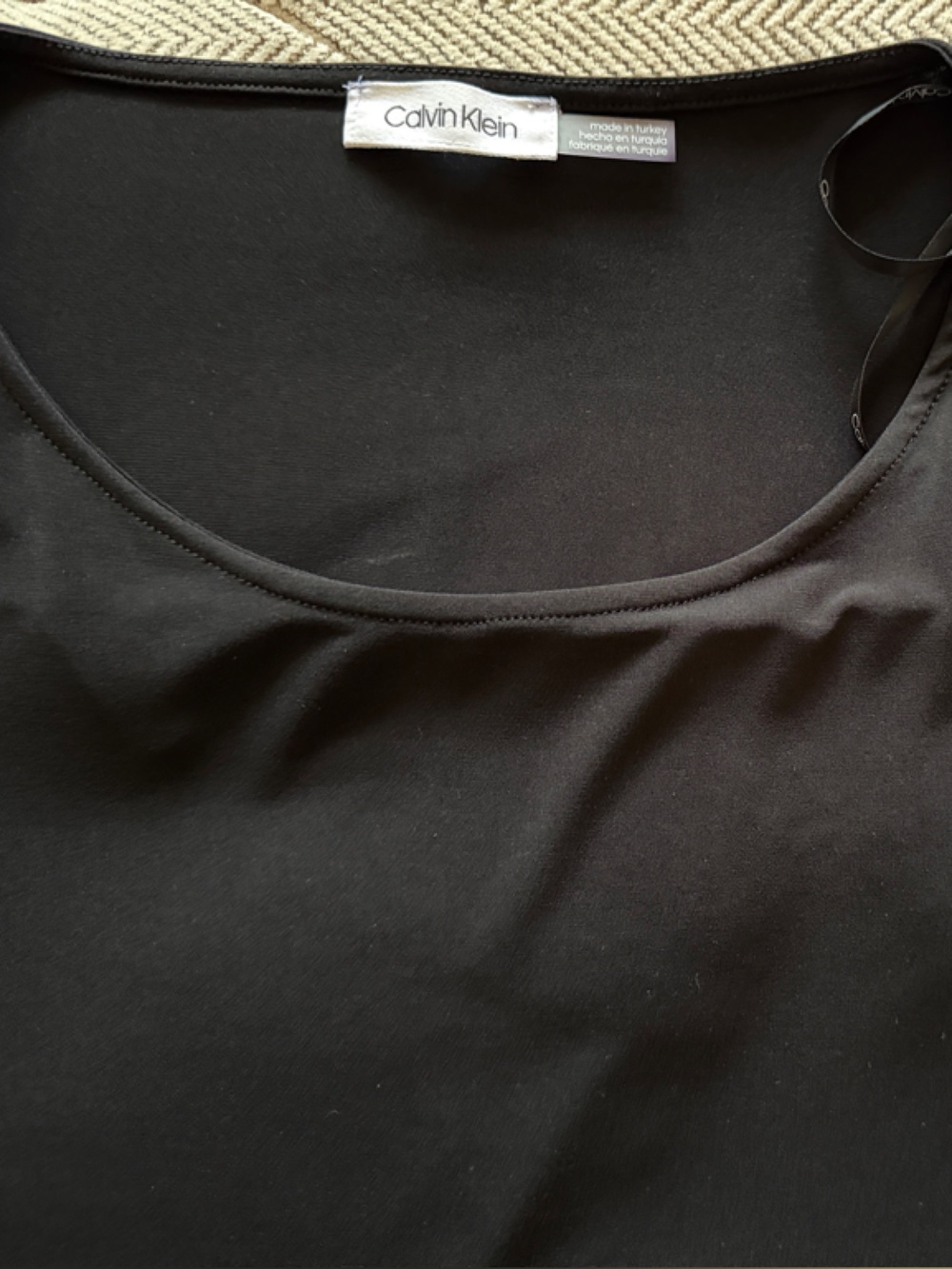 Calvin Klein Black Scoop Neck blouse with sleeve detail